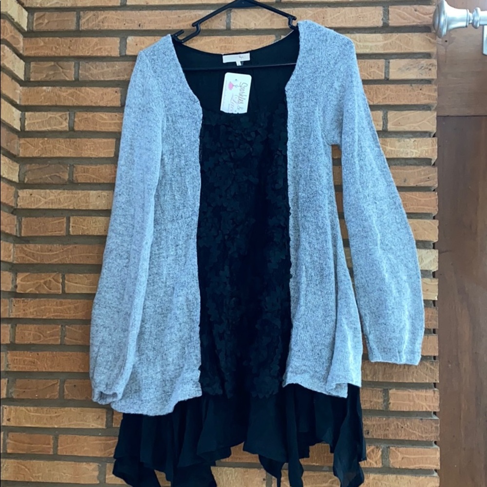 Grey and black layered Tunic top